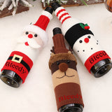 Christmas Red Wine Set Snowman Elk Decor