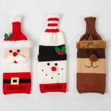 Christmas Red Wine Set Snowman Elk Decor