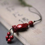 Cinnabar Buddha Hand Key Chain Chinese Charm Amulet Bag Buckle Pendant