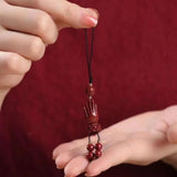 Cinnabar Buddha Hand Key Chain Chinese Charm Amulet Bag Buckle Pendant