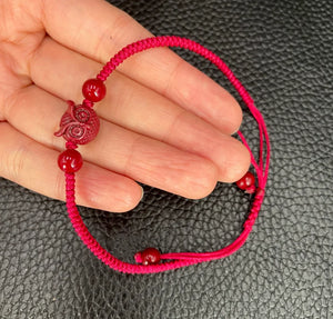Cinnabar Chinese Owl DIY Bracelet Red Bangles Knotted Jewelry