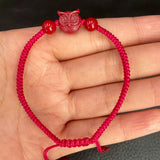 Cinnabar Chinese Owl DIY Bracelet Red Bangles Knotted Jewelry