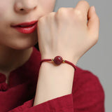 Cinnabar Chinese Zodiac DIY Bracelet for Woman Lucky Friendship Gift Red Bangles