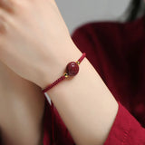 Cinnabar Chinese Zodiac DIY Bracelet for Woman Lucky Friendship Gift Red Bangles