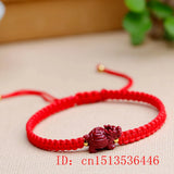 Cinnabar Dragon Turtle Bead DIY Bracelet Woman Lucky Friendship Gift Red Bangles