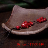 Cinnabar Goldfish Key Chain Carved Charm Amulet Red