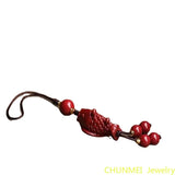 Cinnabar Goldfish Key Chain Chinese Charm Amulet Bag Buckle Pendant
