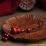 Cinnabar Gourd Key Chain Chinese Natural Charm Amulet Bag Buckle Pendant