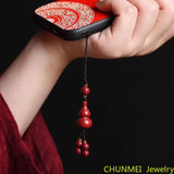 Cinnabar Gourd Key Chain Chinese Natural Charm Amulet Bag Buckle Pendant