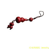 Cinnabar Gourd Key Chain Chinese Natural Charm Amulet Bag Buckle Pendant