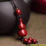 Cinnabar Gourd Key Chain Chinese Natural Charm Amulet Bag Buckle Pendant