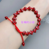 Cinnabar Jade Love Pendant Necklace Bracelet Chinese Hand-Carved Healing