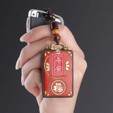 Cinnabar Lotus Key Chain Chinese Natural Amulet Bag Buckle Pendant Red