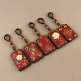 Cinnabar Lotus Key Chain Chinese Natural Amulet Bag Buckle Pendant Red