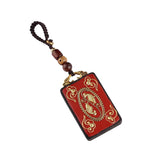 Cinnabar Lotus Key Chain Chinese Natural Amulet Bag Buckle Pendant Red