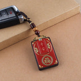 Cinnabar Lotus Key Chain Chinese Natural Amulet Bag Buckle Pendant Red
