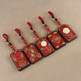 Cinnabar Lotus Key Chain Chinese Natural Amulet Bag Buckle Pendant Red