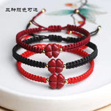 Cinnabar Lucky Clover Bead DIY Bracelet for Woman