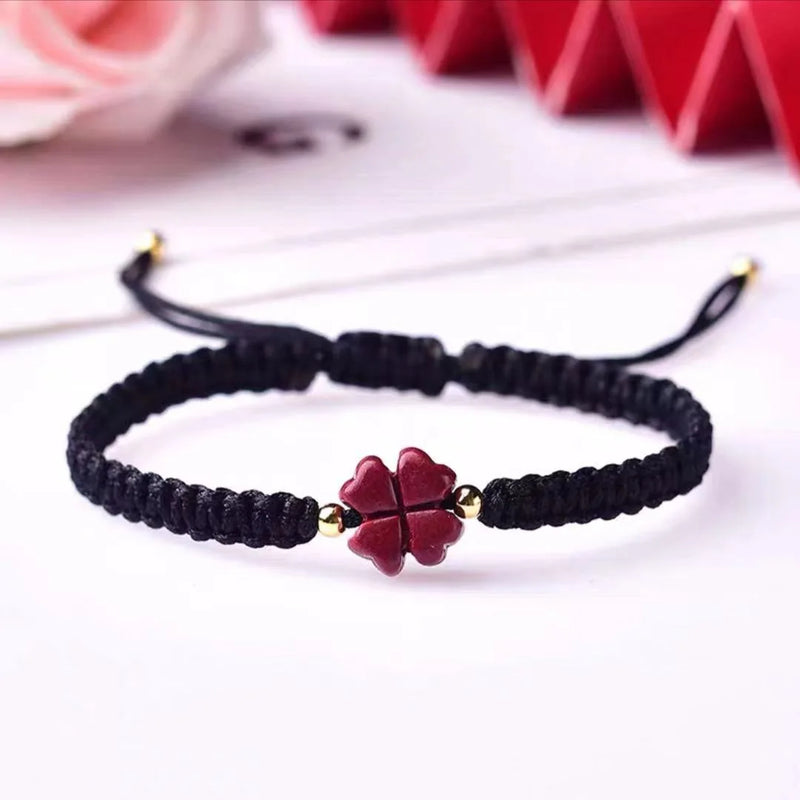 Cinnabar Lucky Clover Bead DIY Bracelet for Woman