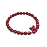 Cinnabar Rabbit Bracelet Natural Charm Amulet Hand Knotting DIY W
