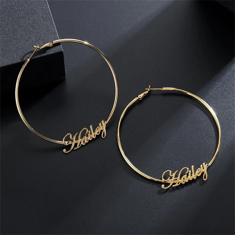 Circle Name Earrings Personalized Jewelry Women Girls