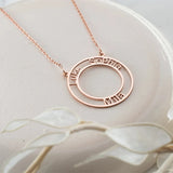 Circle Name Necklace Stainless Steel Personalized Multiple Nameplate Pendant