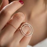 Circle Name Necklace Stainless Steel Personalized Multiple Nameplate Pendant