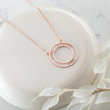 Circle Name Necklace Stainless Steel Personalized Multiple Nameplate Pendant