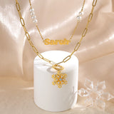 Personalized Copper Nameplate Pendant Double Link Chain Necklace