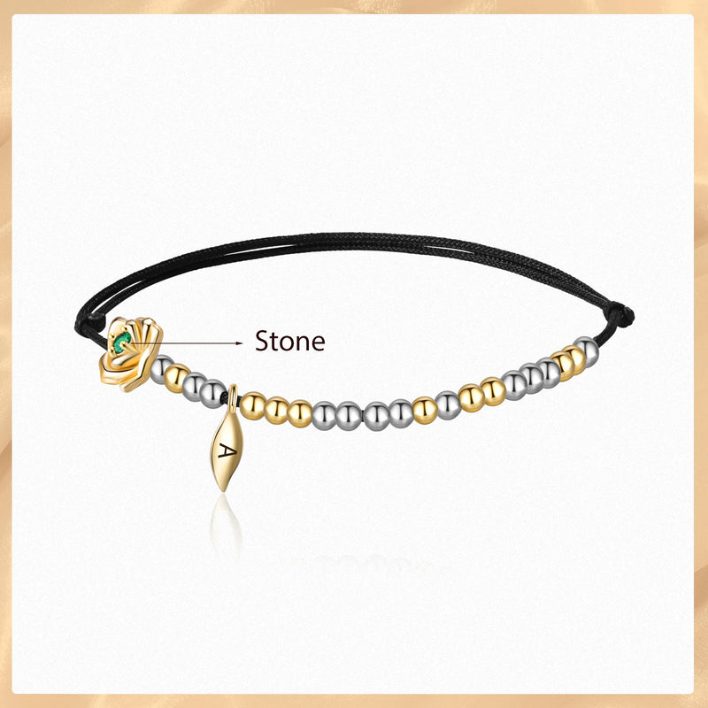 Personalized Engraving Rose Bracelet Adjustable Chain