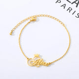 Crown Name Bracelets For Women Jewelry Stainless Steel Chain