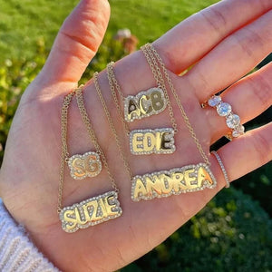Crystal Name Necklace Rhinestone Zircon Names Plate