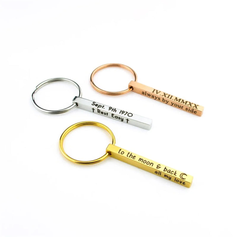 Cuboid Name Keychain Car Pendant Couple Gift