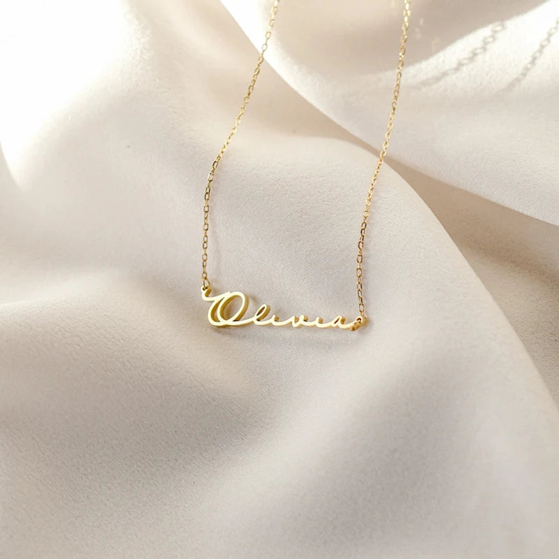 Customizable Cursive Name Necklace Stainless Steel