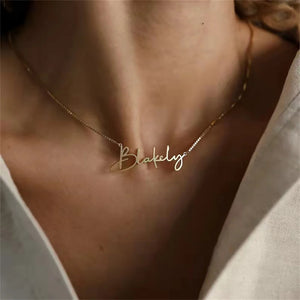 Cursive Name Necklace for Women Personalized Stainless Steel Chain Necklace