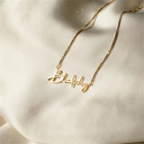 Cursive Name Necklace for Women Personalized Stainless Steel Chain Necklace