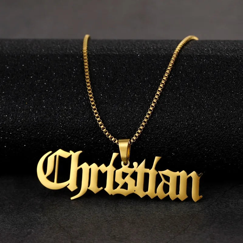 Personalized Name Necklace Silver Nameplate Jewelry for Women Men
