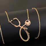 Stethoscope Name Necklace For Women Men Silver Name Necklace