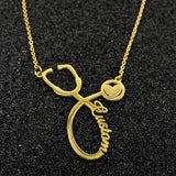 Stethoscope Name Necklace For Women Men Silver Name Necklace