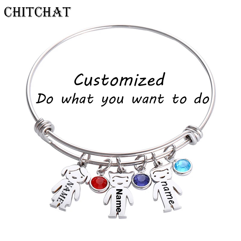 Engrave Name Date ID Bracelet Stainless Steel Bangles Gift