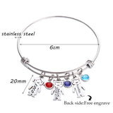 Engrave Name Date ID Bracelet Stainless Steel Bangles Gift