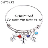 Engrave Name Date ID Bracelet Stainless Steel Bangles Gift