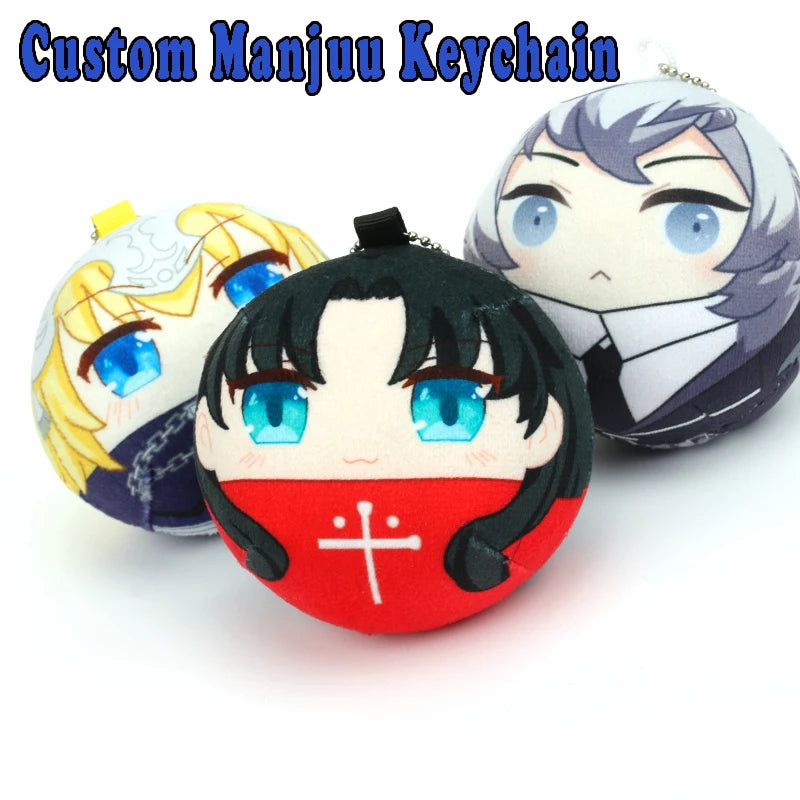 Cute Animal Plush KeyChain Round Pillow Manjuu For Gift