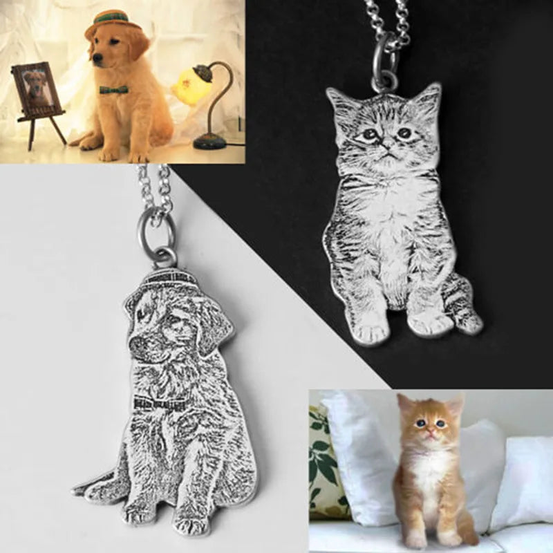 Personalized Pet Name Necklace Dog Cat Engraved Tag Chain