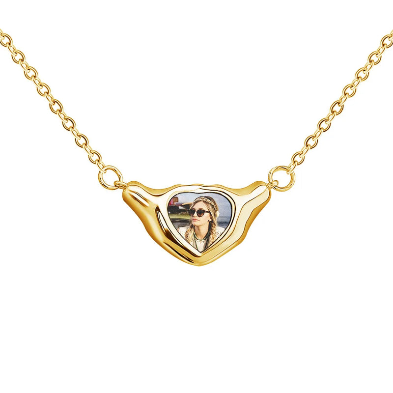 Heart Shaped Copper Pendant Colorful Baby Photo Necklace