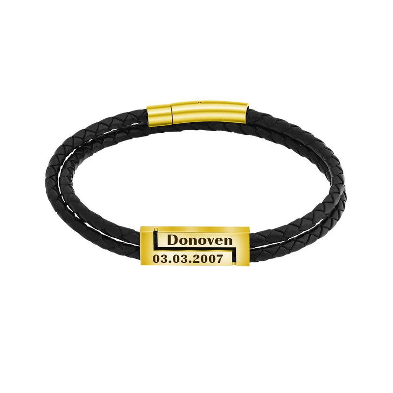 Men's Double-Layer Braided Leather Bracelets Sporty Style