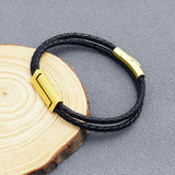 Men's Double-Layer Braided Leather Bracelets Sporty Style