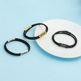 Men's Double-Layer Braided Leather Bracelets Sporty Style