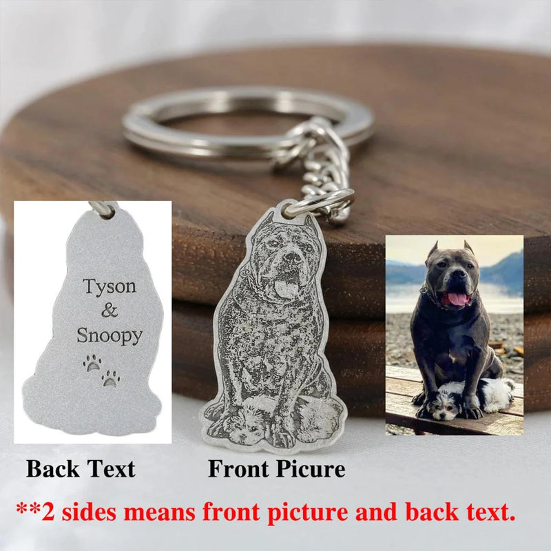 DIY Pet Cat Dog Engrave Photo Keychain Picture Key Ring Birthday Memory Jewelry