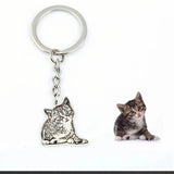 DIY Pet Cat Dog Engrave Photo Keychain Picture Key Ring Birthday Memory Jewelry